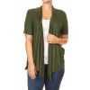 Women's Plus Size Open Front Solid Cardigan Olive